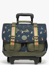 Boekentas Op Wieltjes 2 Compartimenten Cameleon Groen vintage urban PBVBCR38